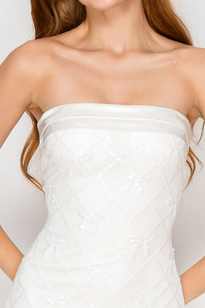 SEQUIN RIBBON BODYCON MINI PARTY DEEAA