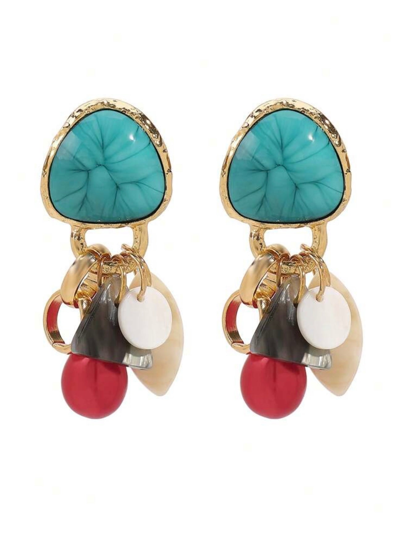 IRREGULAR GEOMETRIC RESIGN RETRO EARRINGS