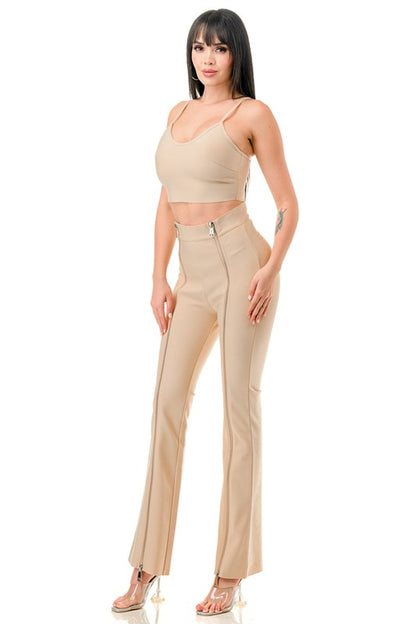 BANDAGE CROP TOP AND PANTS SET