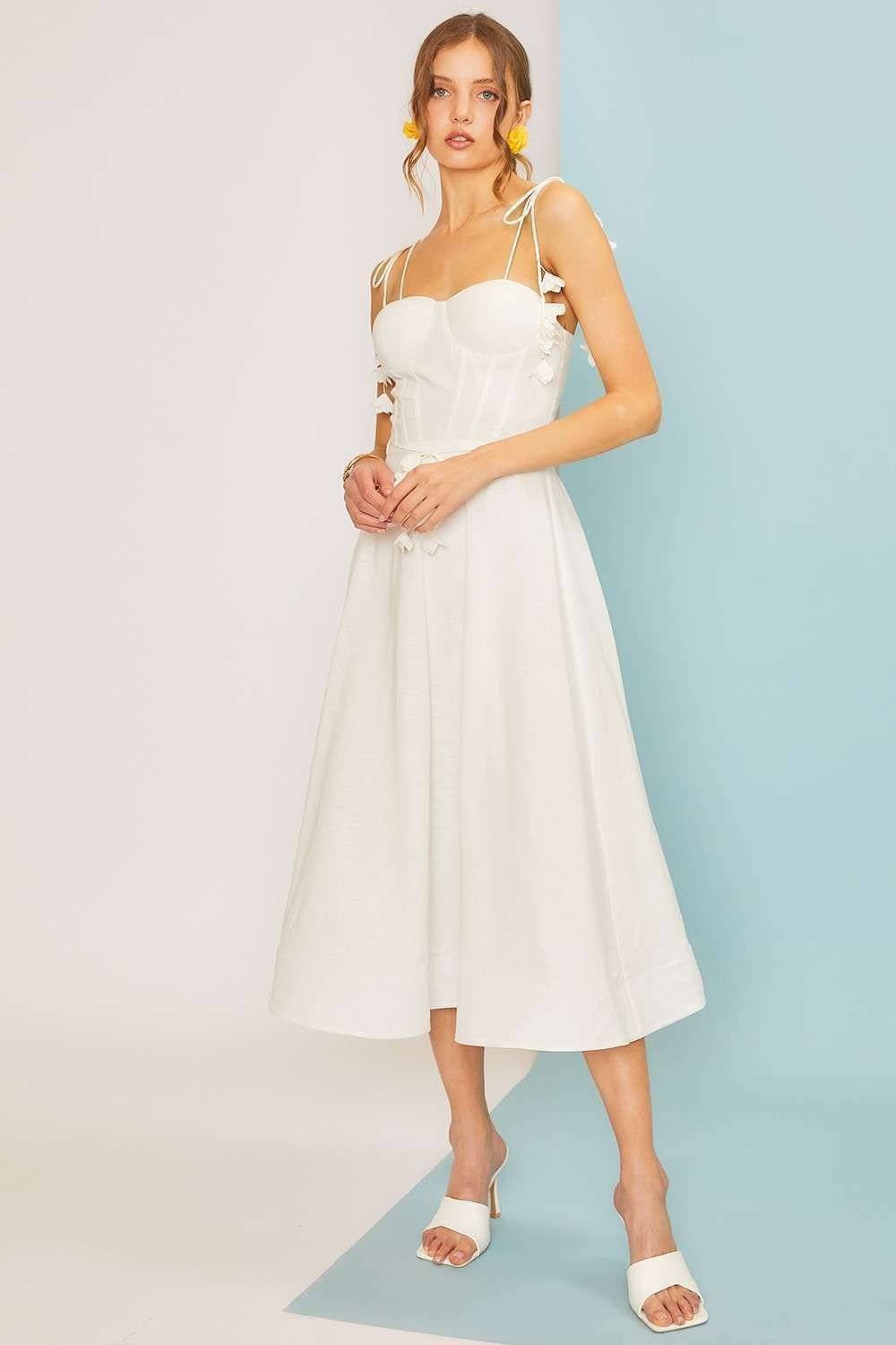 Self Tie Belt Flare Summer Midi Dress Bella Chica Self Tie Belt Flare Summer Midi Dress Bella Chica