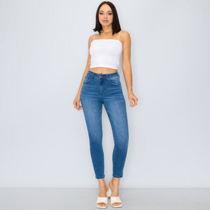 BASIC FIVE POCKET PUSH-UP SKINNY DENIM PANTS