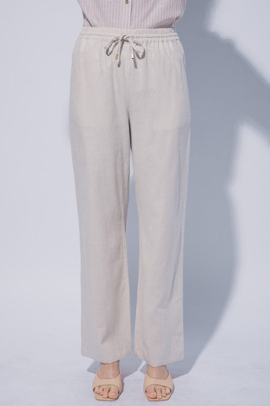 LINEN WIDE LEG PULL ON PANTS
