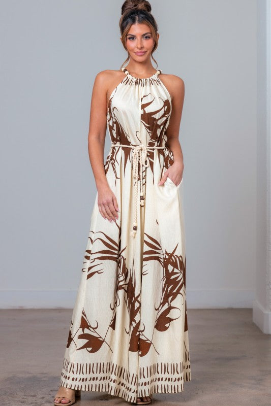 ROUND NECK BEADED DETAIL JUMPSUIT