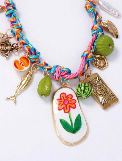 COLORFUL HANDWOVEN PENDANT CHARM NECKLACE