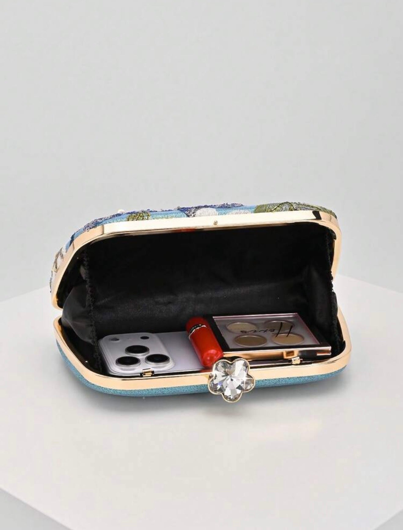 MULTI COLOT SEQUIN FLORAL EVENING CLUTCH BAG