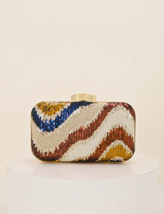 MULTI COLOR SEQUIN EVENING CLUTCH BAG
