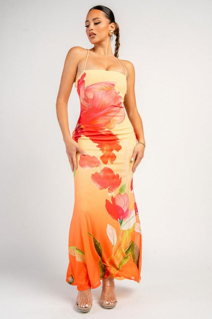 LACE-UP BACK MAXI DRESS