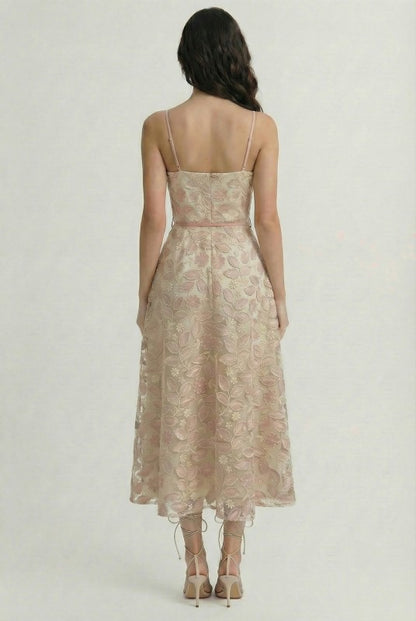 FLORAL EMBROIDERED MIDI DRESS