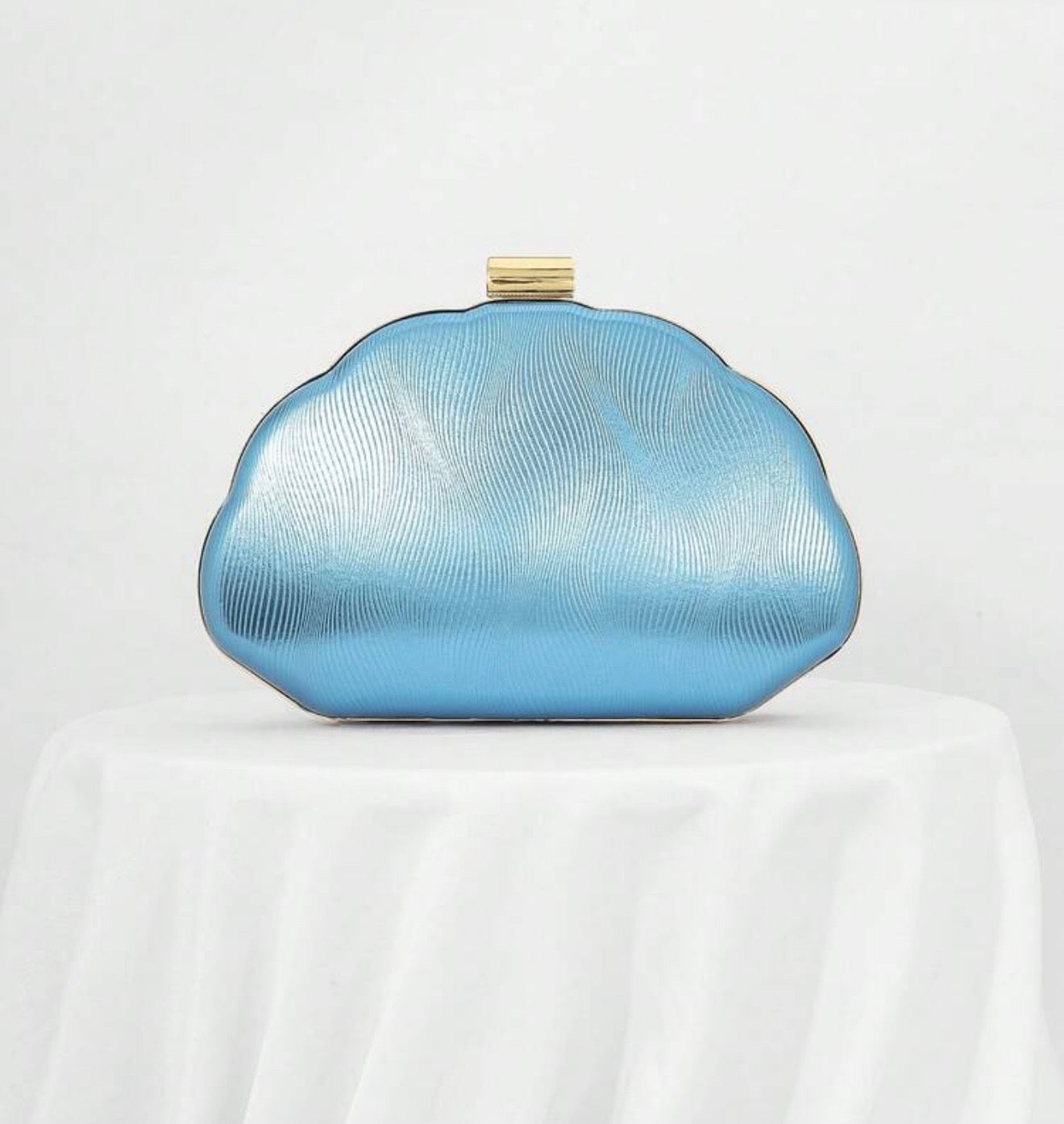 SEASHELL PU LEATHER BOX SHAPED EVENING CLUTCH BAG