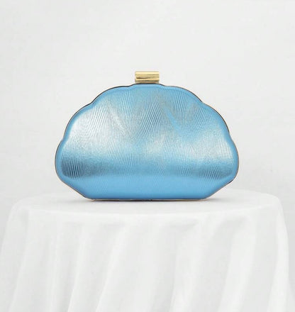 SEASHELL PU LEATHER BOX SHAPED EVENING CLUTCH BAG