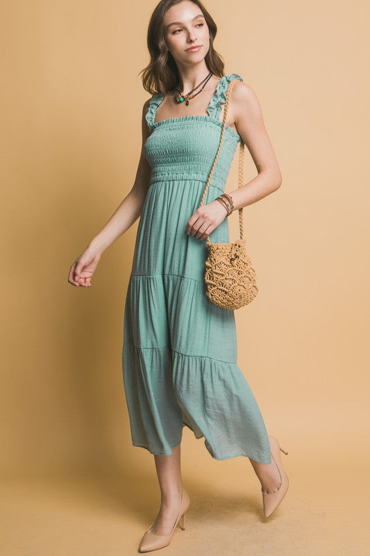SMOCKED BODICE MAXI DRESS