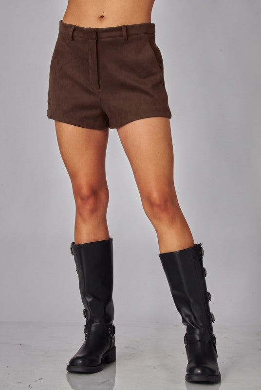 SUEDE MINI SHORTS WITH VEST SET