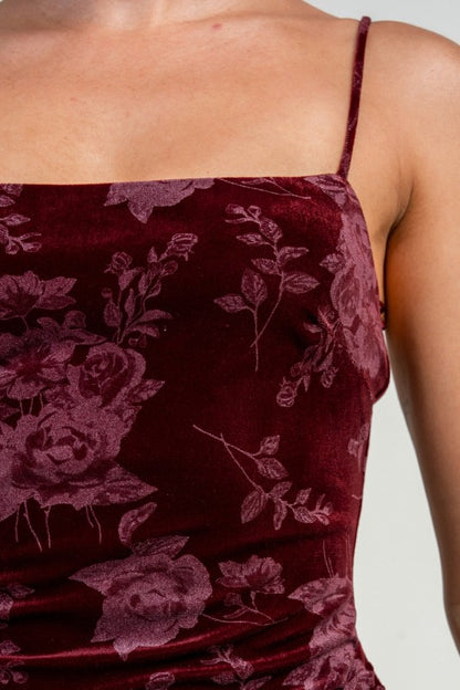 FRONT TWIST VELVET MINI DRESS