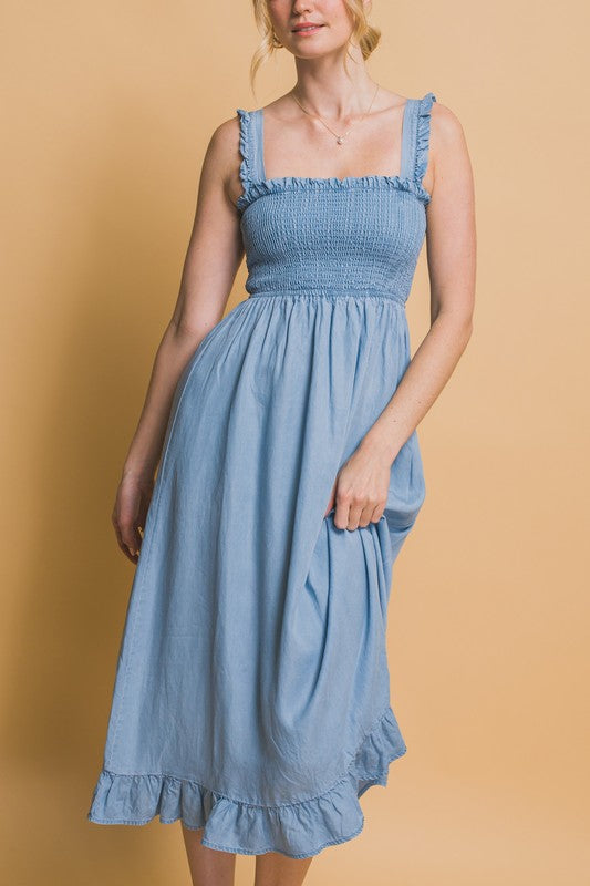 SMOCKED MAXI DRESS