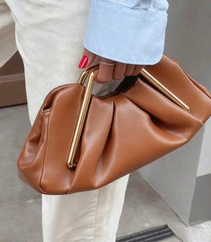 VINTAGE ASYMMETRICAL RUFFLE CLOUD CLUTCH BAG