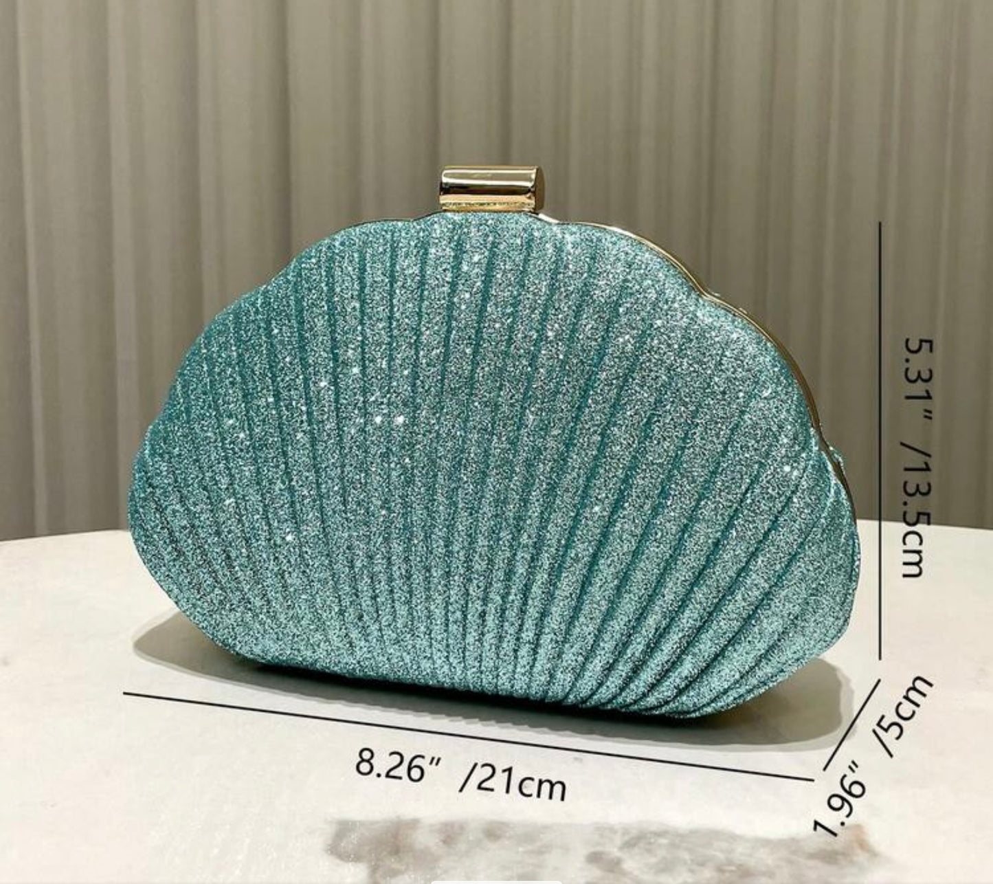 SEASHELL PU LEATHER BOX SHAPED EVENING CLUTCH BAG