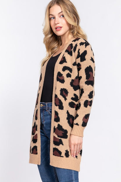 ANIMAL PRINT JACQUARD SWEATER CARDIGAN