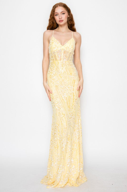 FLORAL SEQUIN MERMAID MAXI COCKTAIL DRESS