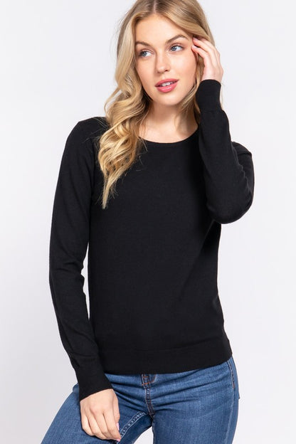 LONG SLEEVE CREW NECK BASIC SWEATER