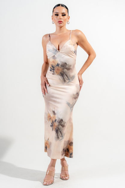 PRINTED BACK TIE MAXI SUMMER DRESS