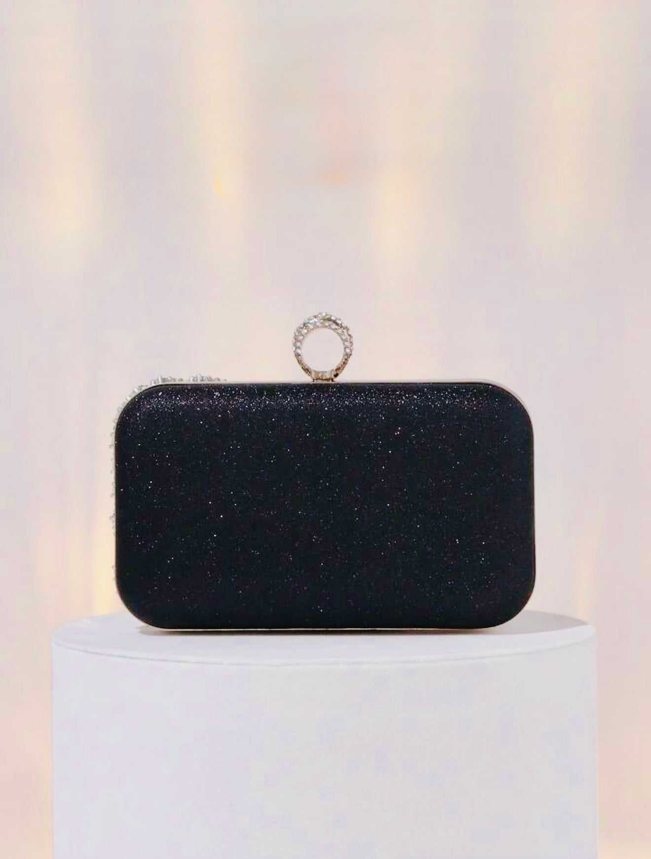 ELGANT VELVET DIAMOND SEQUIN BOX-SHAPED EVENING CLUTCH