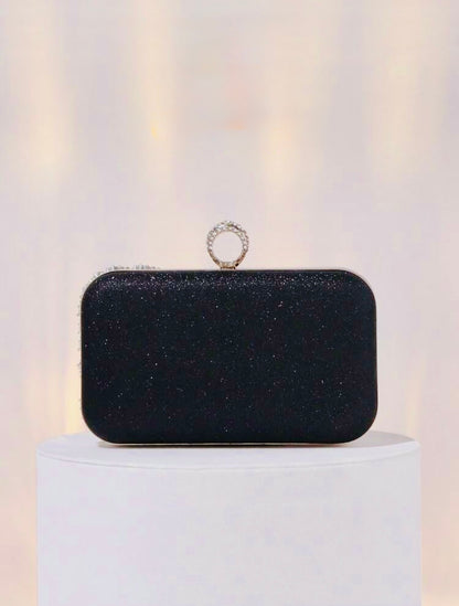 ELGANT VELVET DIAMOND SEQUIN BOX-SHAPED EVENING CLUTCH