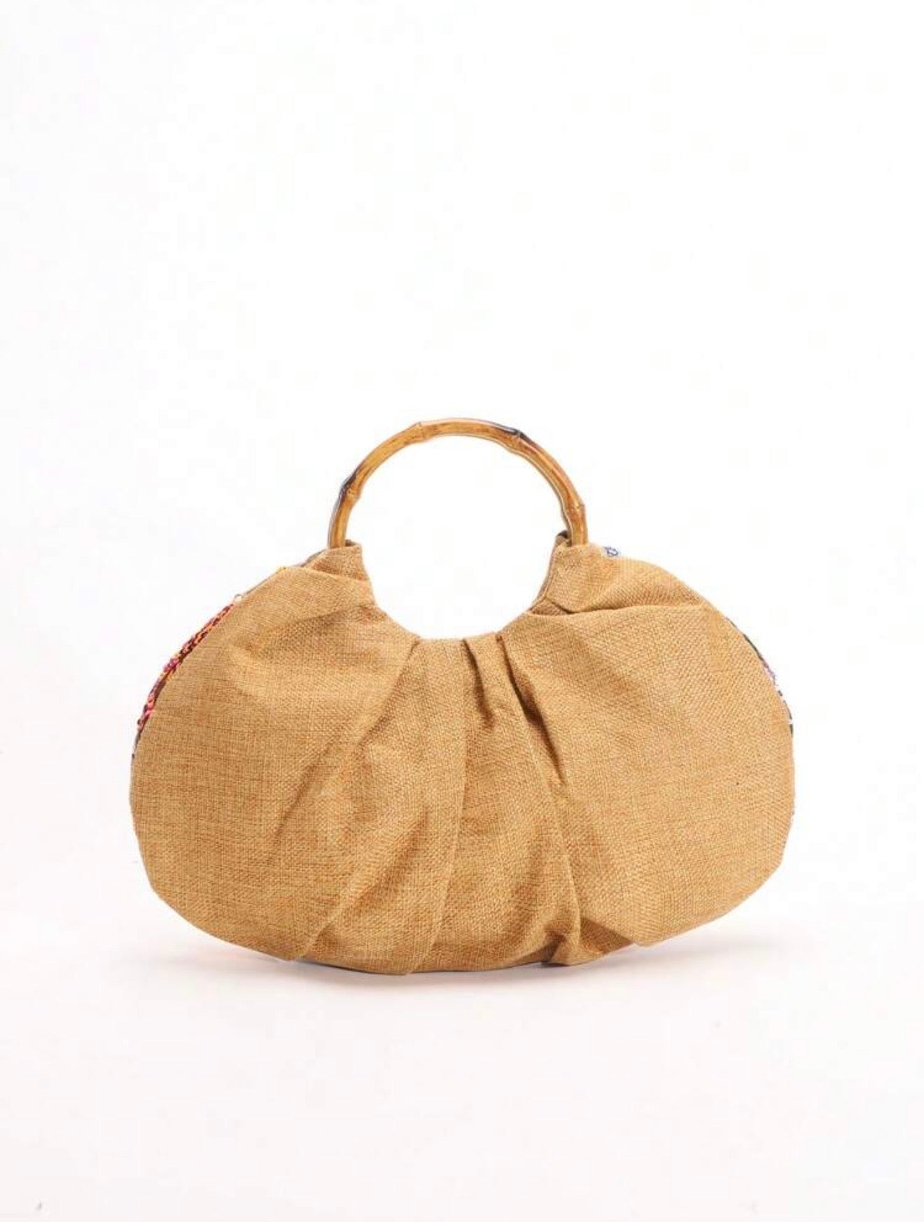 PVC SEQUINS PLEATED CLOUD MESH EMBROIDERED CLUTCH BAG