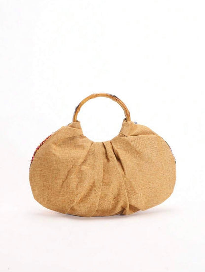 PVC SEQUINS PLEATED CLOUD MESH EMBROIDERED CLUTCH BAG
