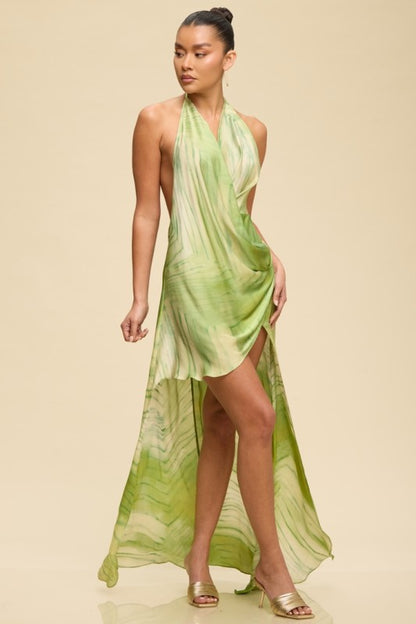 HI LO SATIN ASYMMETRICAL SUMMER DRESS