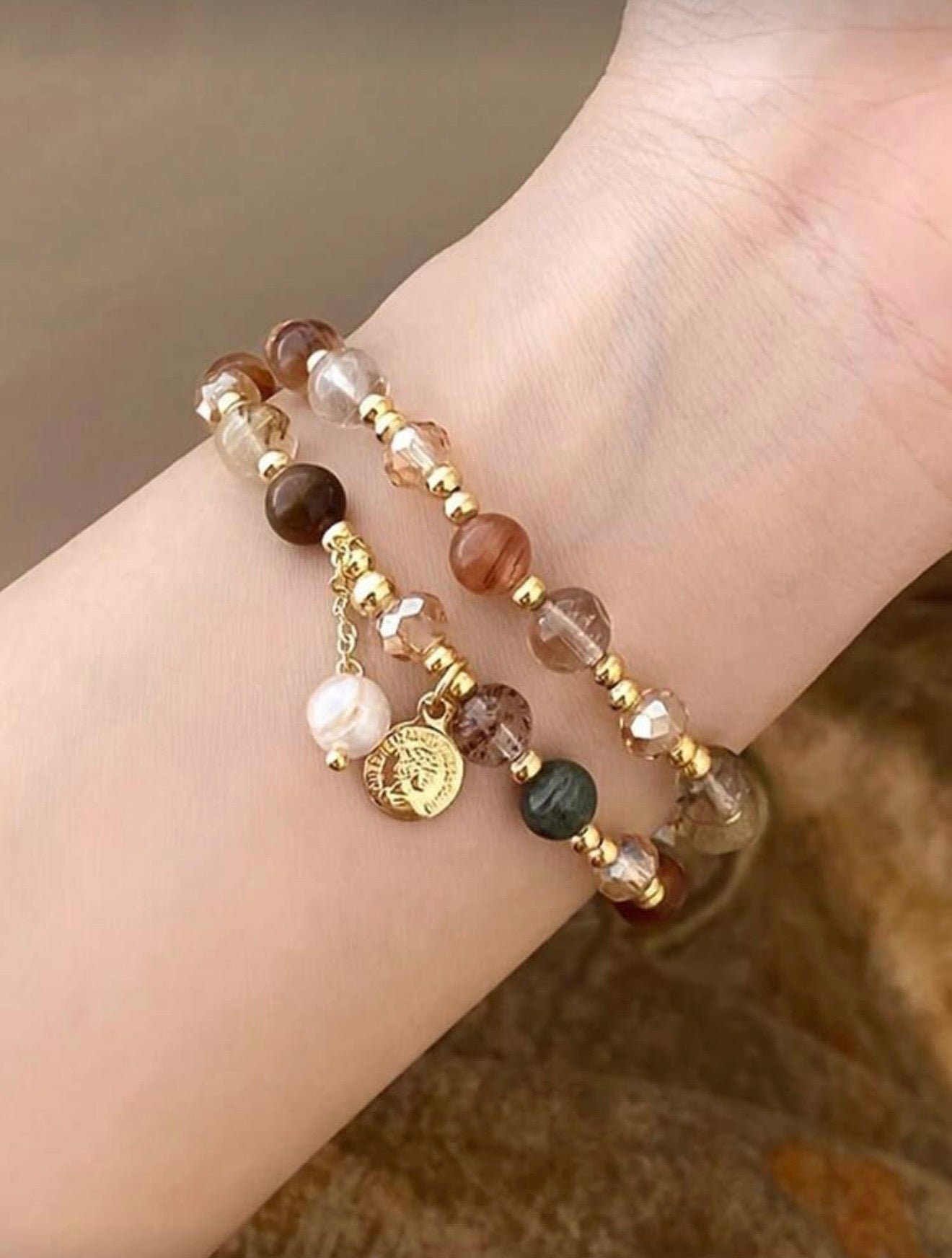 FAUX PEARL & CRYSTAL BRACELET