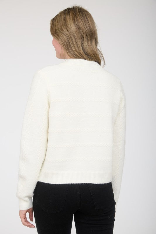 SCARF NECK DETAIL BUTTON DOWN KNIT CARDIGAN