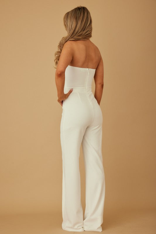 CLAW PATTERN STRAPLESS JUMPSUIT