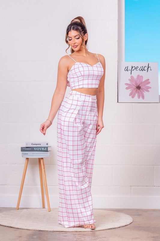 PLAID CROP TOP AND PANTS SET