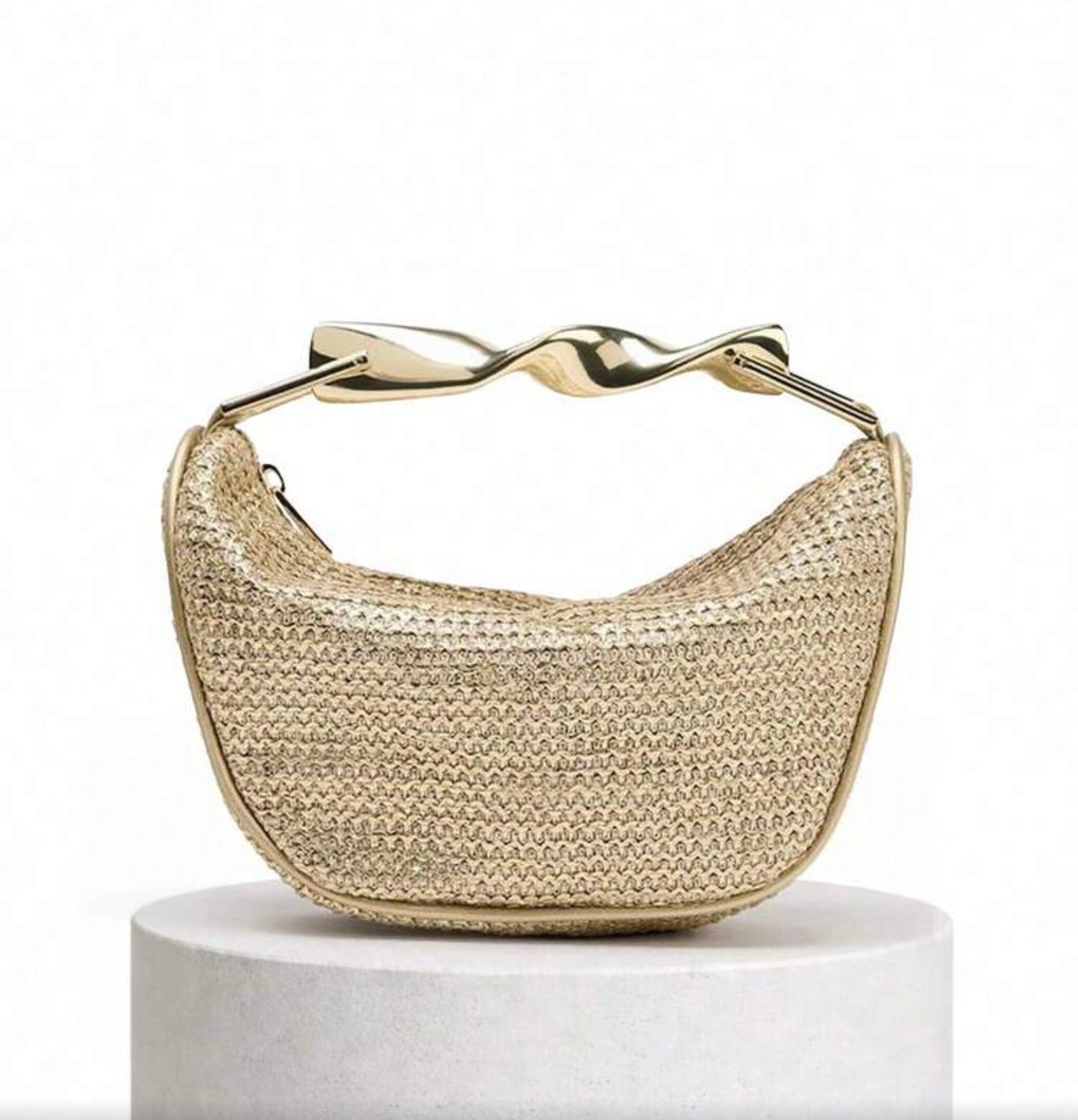 WOVEN METALLIC CUMMER CLUTCH BAG