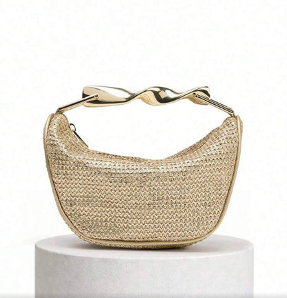 WOVEN METALLIC CUMMER CLUTCH BAG