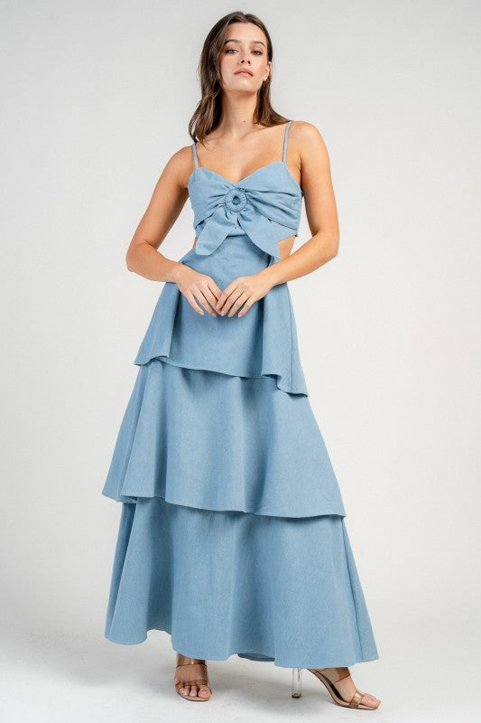 DENIM TIERED MAXI DRESS