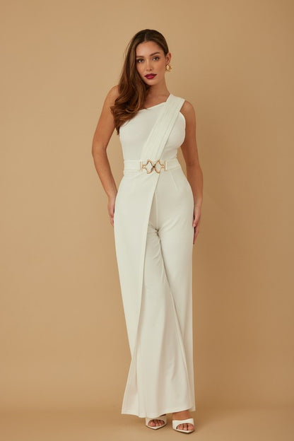 ONE SHOULDER BELTED JUMPSUIT