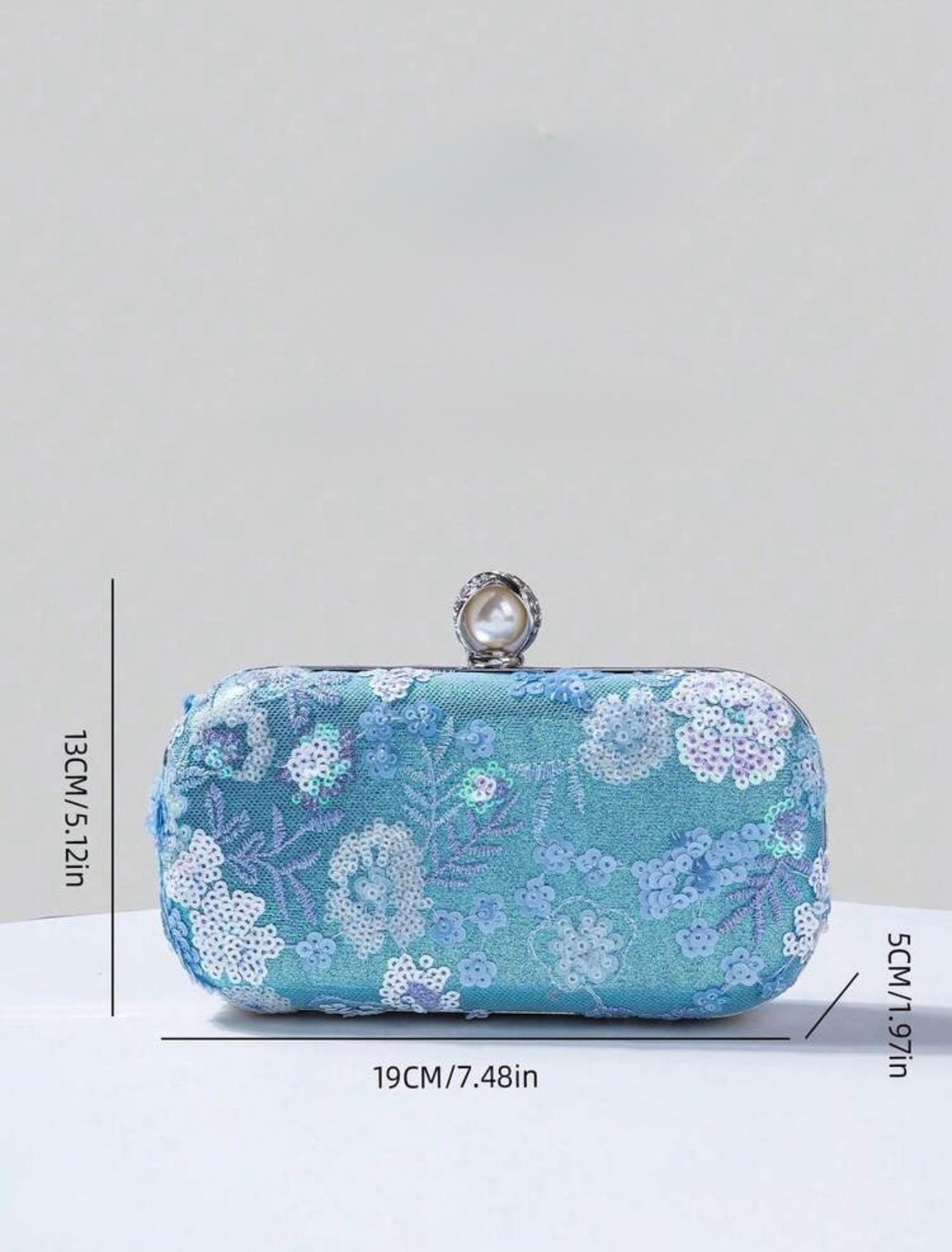 FLORAL SEQUIN EVENING CLUTCH BAG
