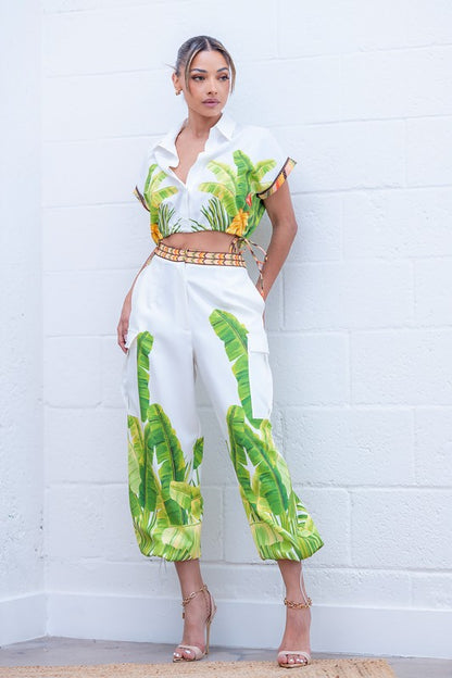 TROPICAL PAL TOP AMD CARGO PANTS SET