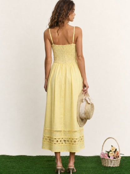 EYELET LACE MIDI DRESS