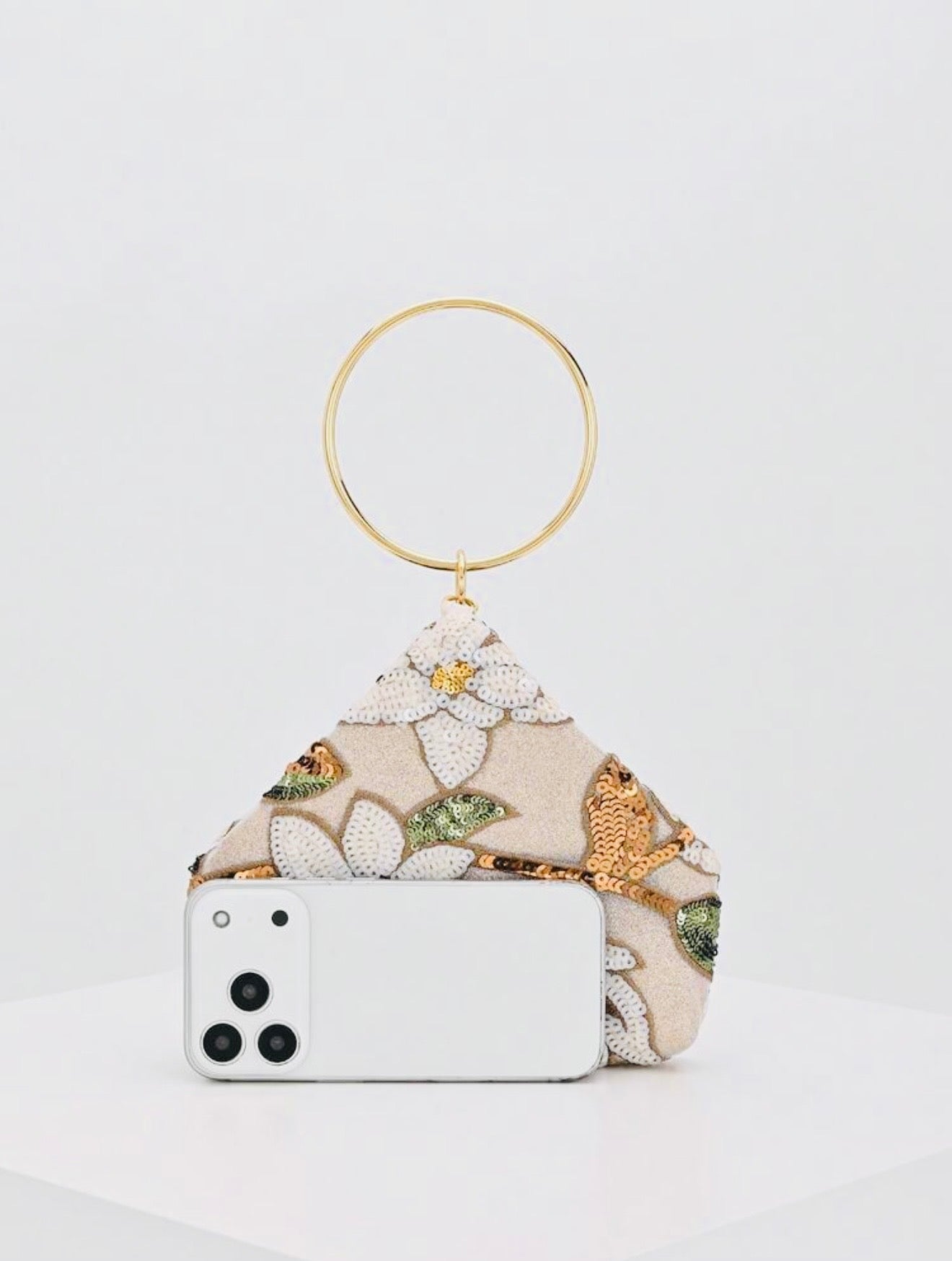 SHINY MULTI COLOT LEAF EVENING CLUTCH BAG