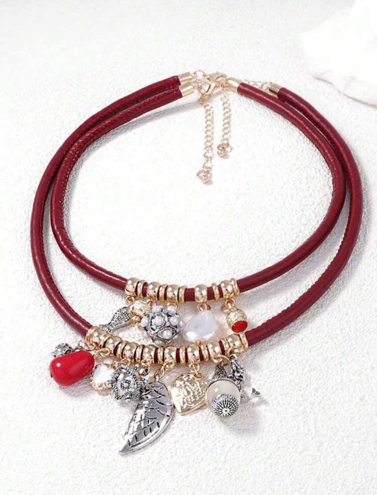 PU LEATHER MULTI LAYER NECKLACE
