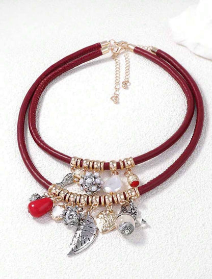 PU LEATHER MULTI LAYER NECKLACE