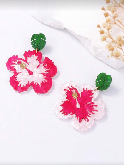 ACRYLIC FLOWER DROP EARRINGS
