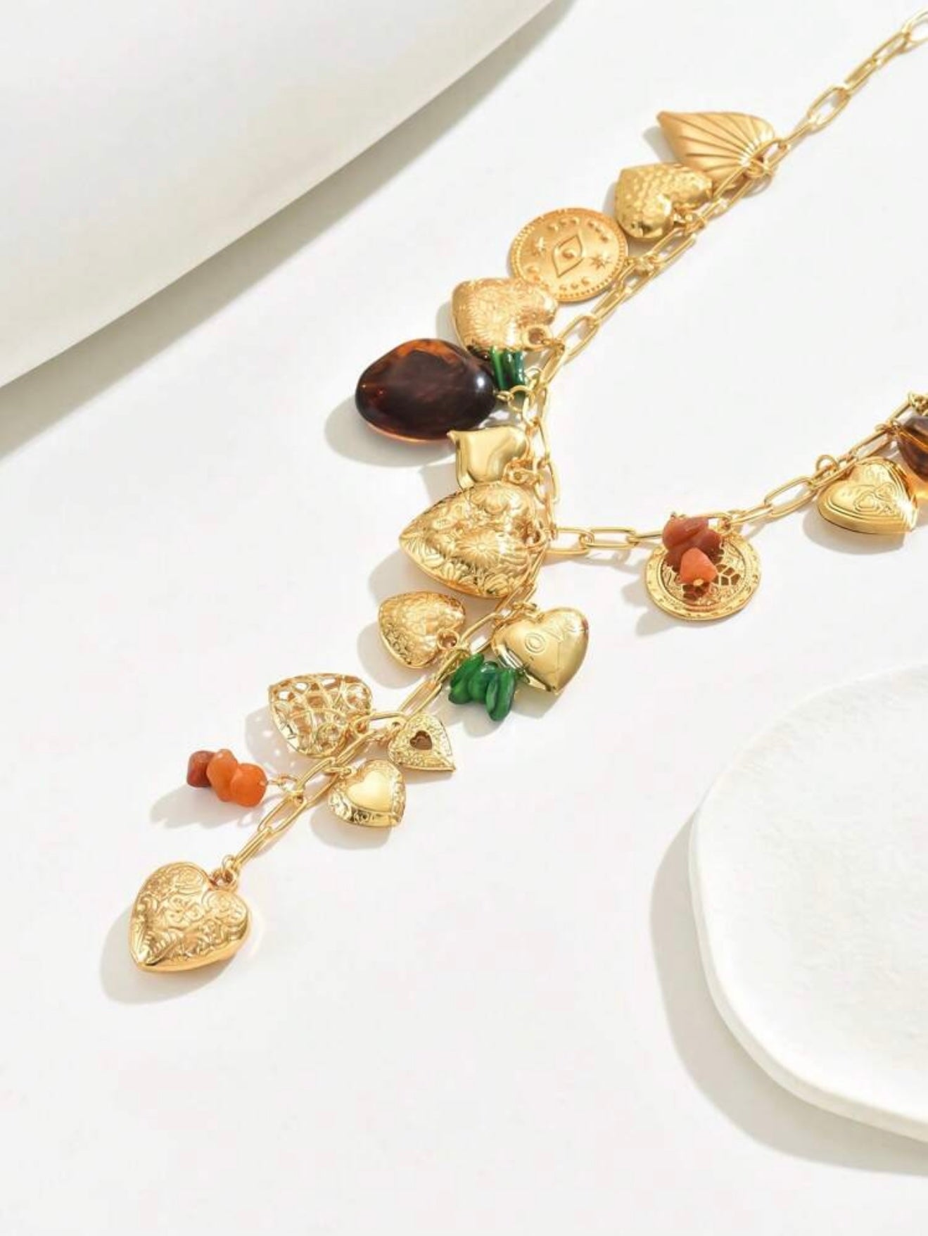 GOLD HEARTS PENDANT Y LONG NECKLACE