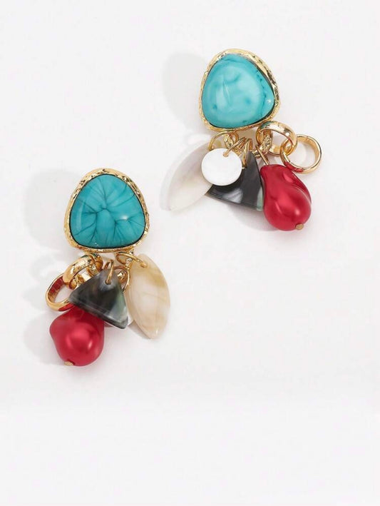 IRREGULAR GEOMETRIC RESIGN RETRO EARRINGS