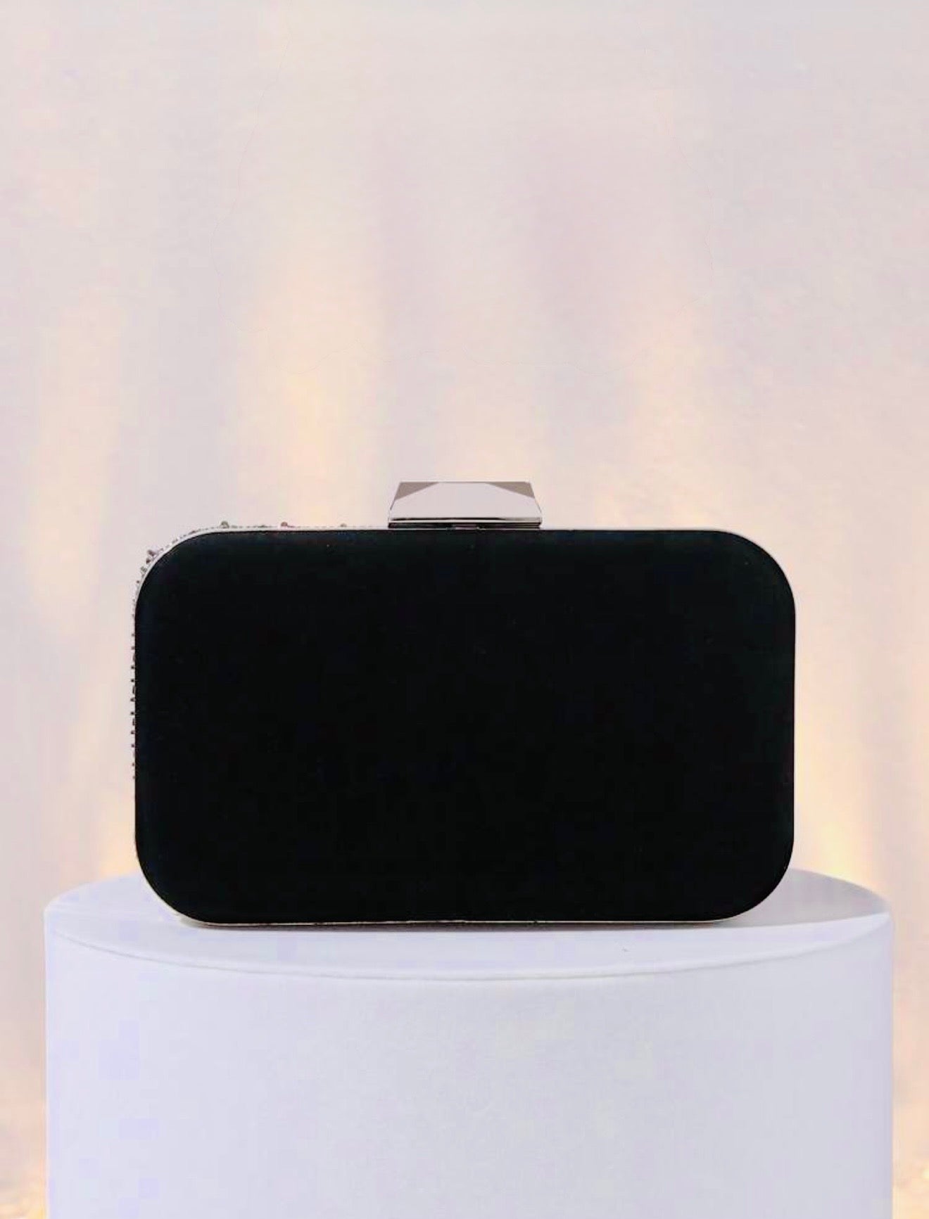 ELGANT VELVET DIAMOND SEQUIN BOX-SHAPED EVENING CLUTCH