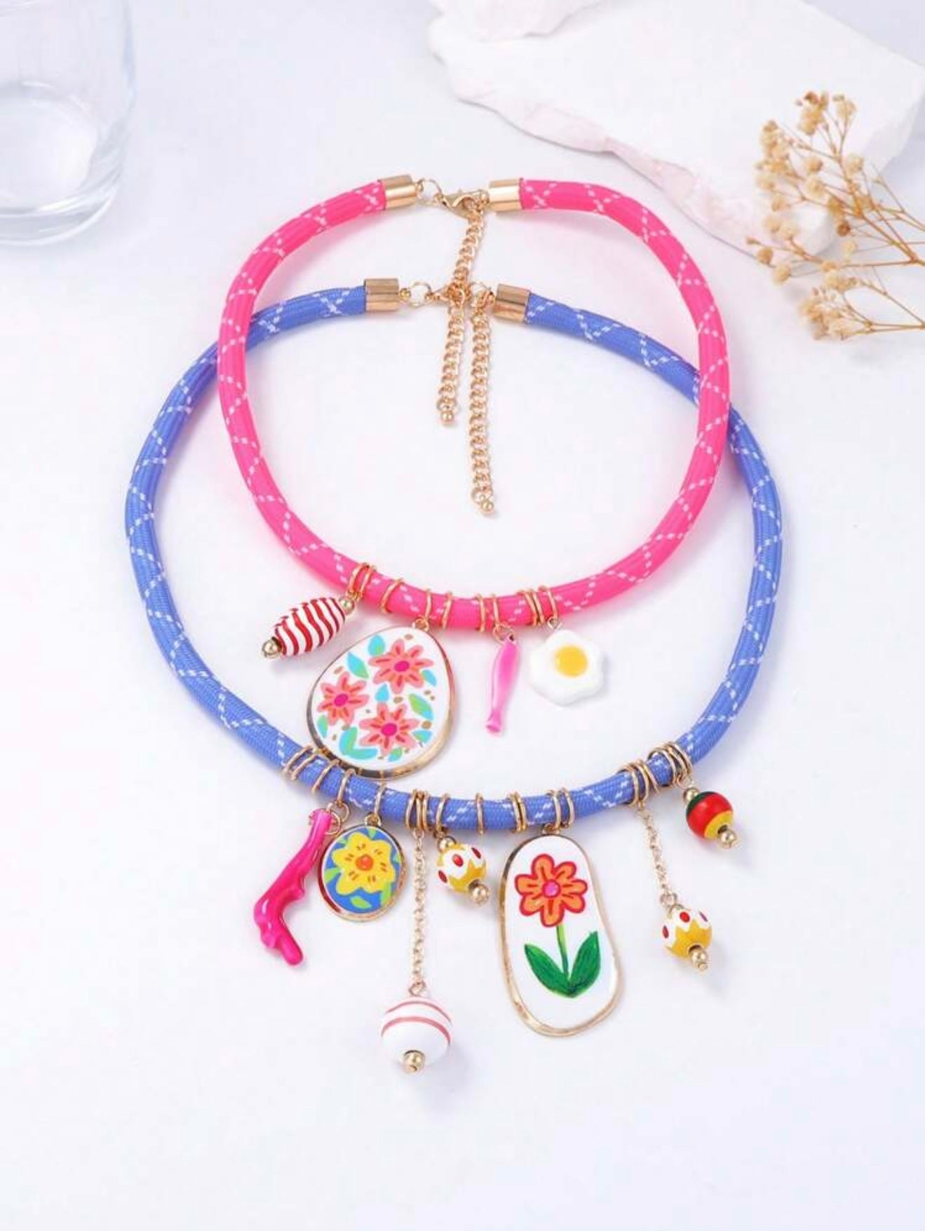 2 PCS CHARMS NECKLACE SET