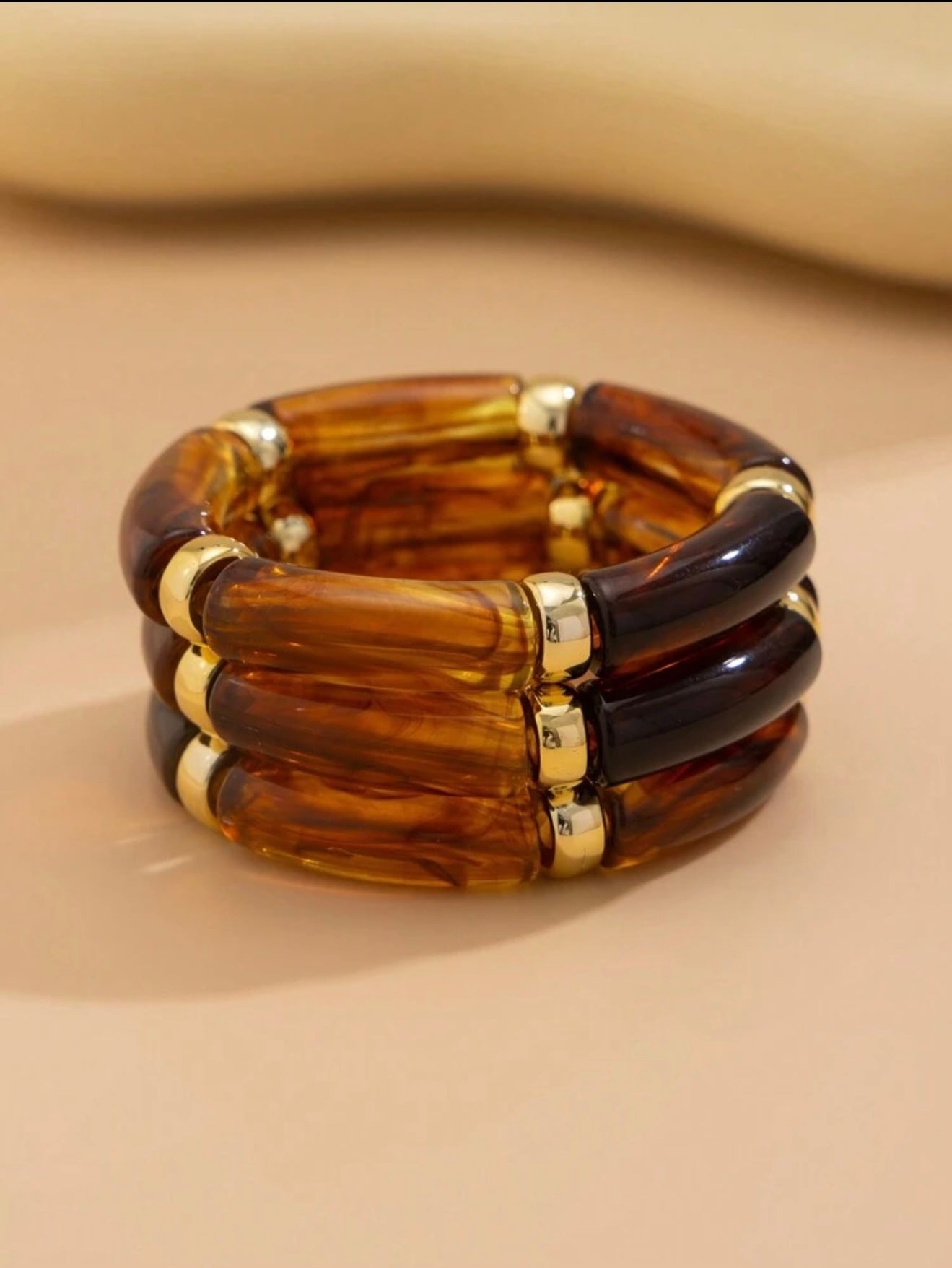 3 PIECES ACRYLIC BAMBO BEADS STACKING BRACELETS
