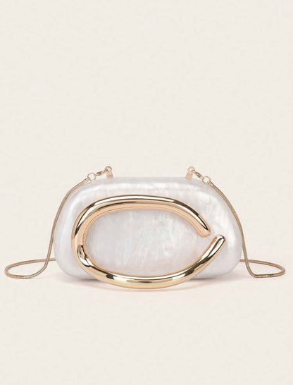 ACRYLIC SHELL BOX EVENING CLUTCH PURSE